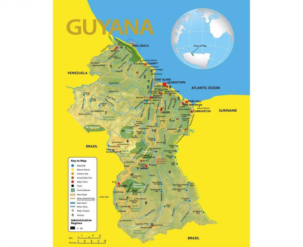 地图圭亚那地图上的位置