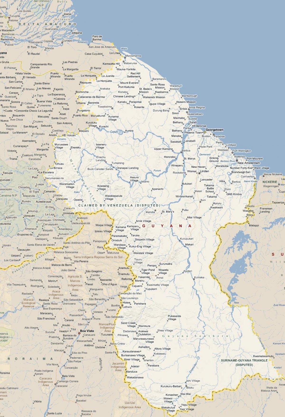 地图的详细地图，圭亚那