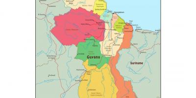 地图圭亚那表示的10个行政区