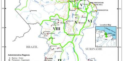 地图圭亚那表示十个行政区